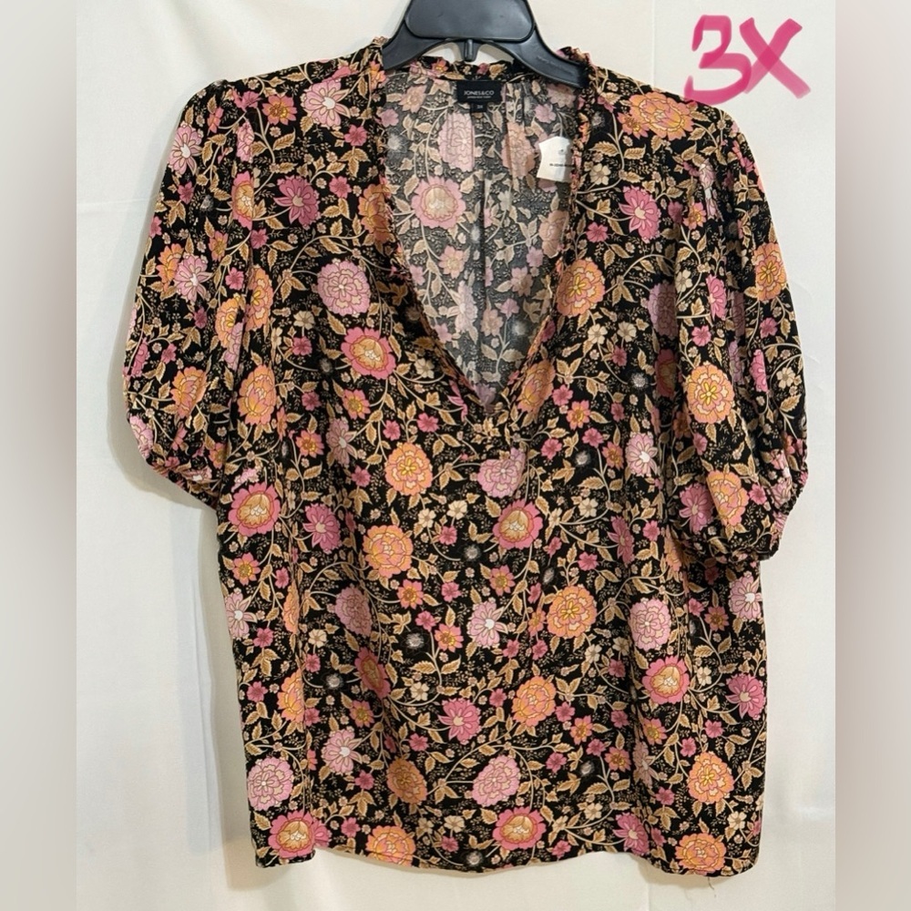 Floral Black and Pink Women's Top